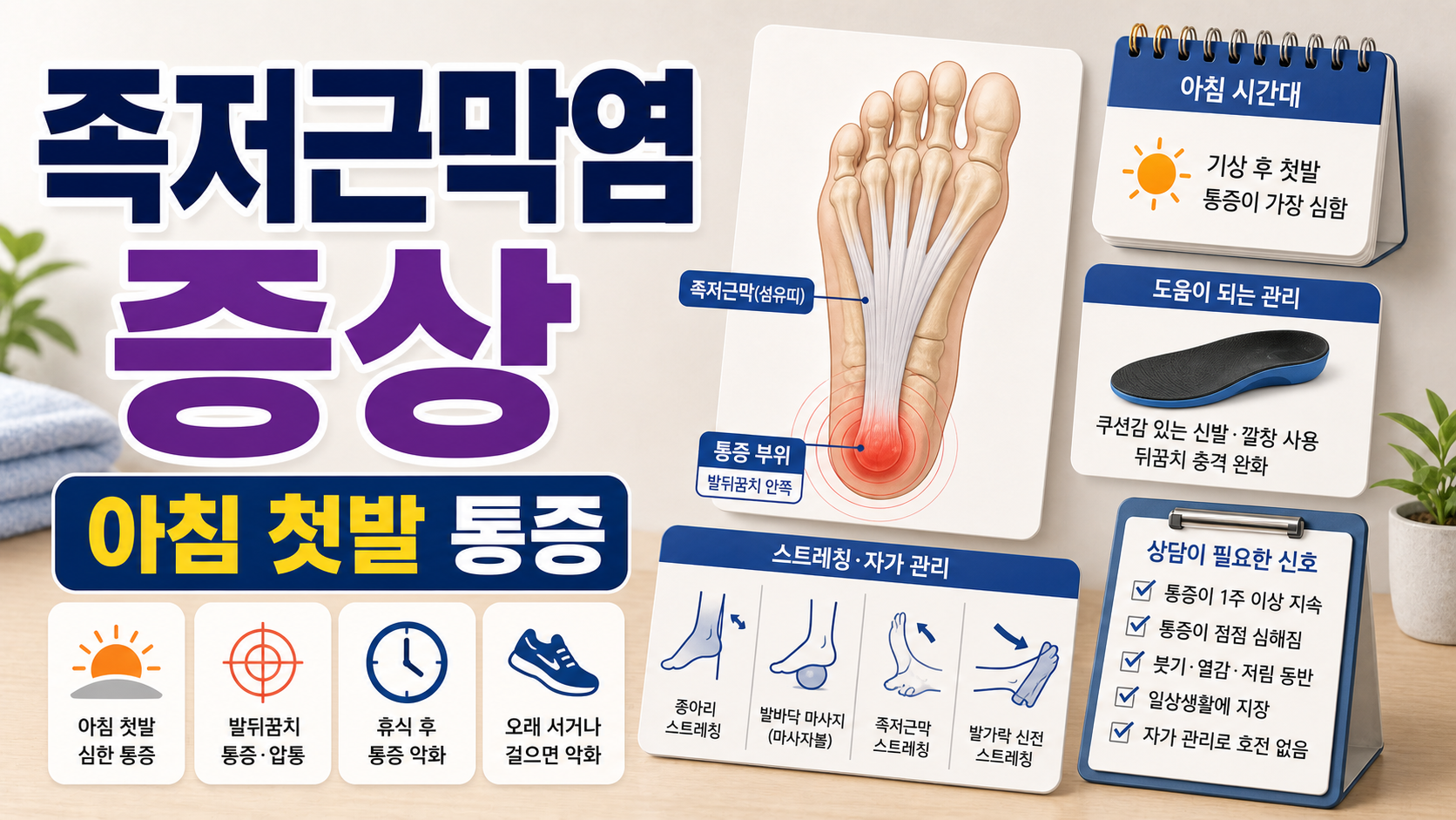 족저근막염 증상: 아침 첫발 뒤꿈치 통증을 보는 일반정보