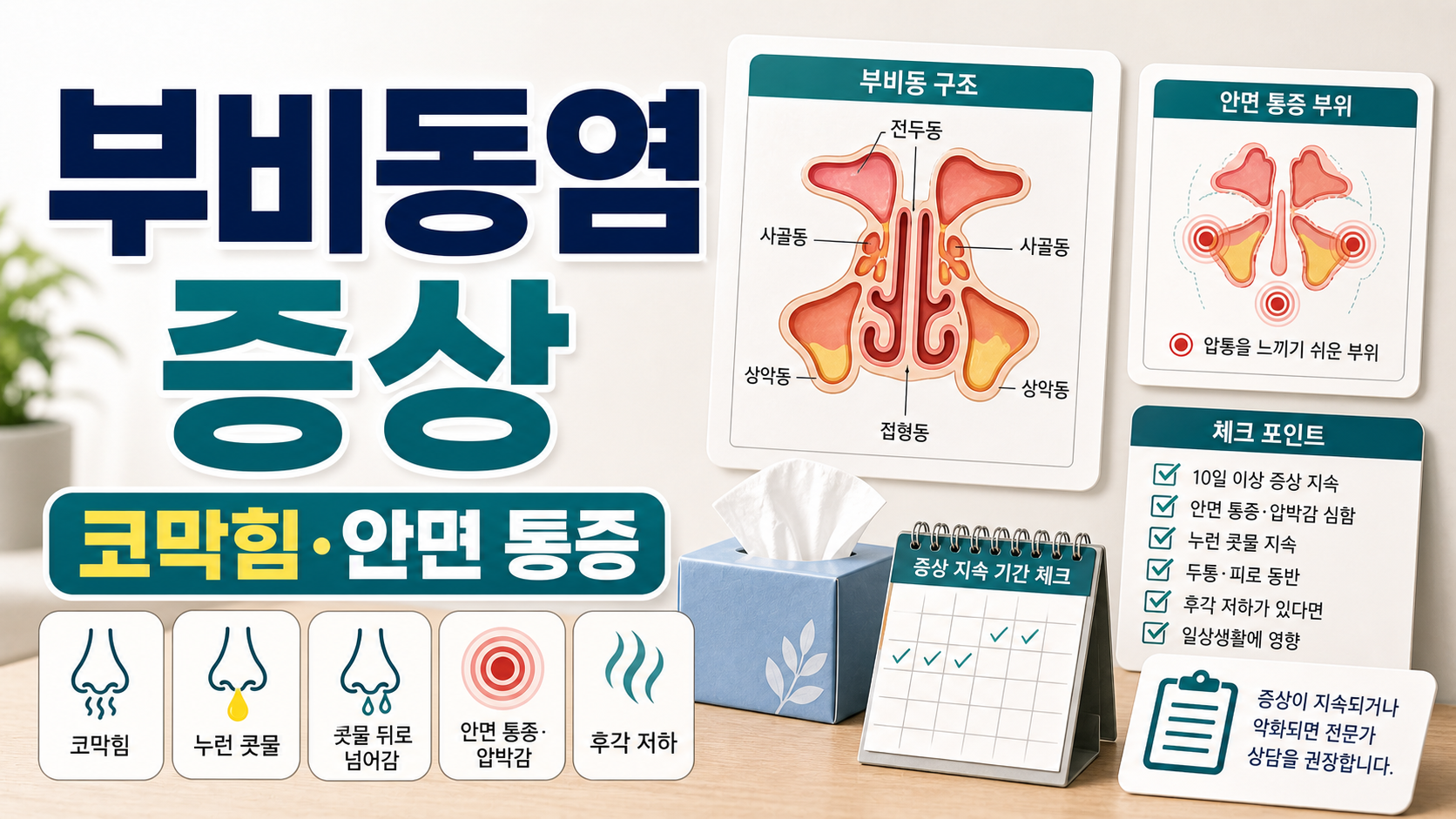 부비동염 증상과 코막힘·안면 통증 확인 포인트