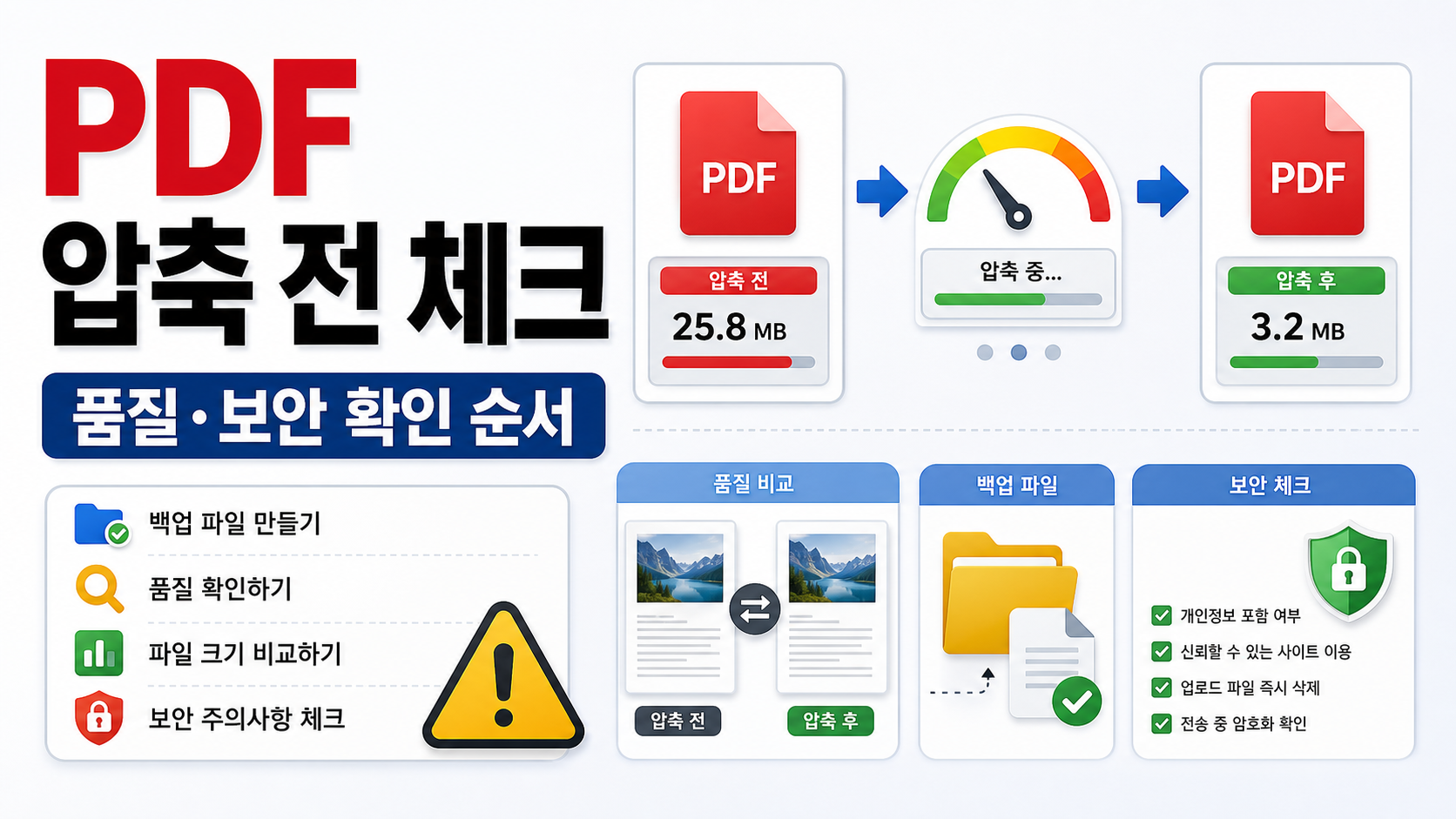 Adobe Acrobat PDF 압축 온라인 도구 사용 순서: 업로드 전 품질 확인 체크리스트