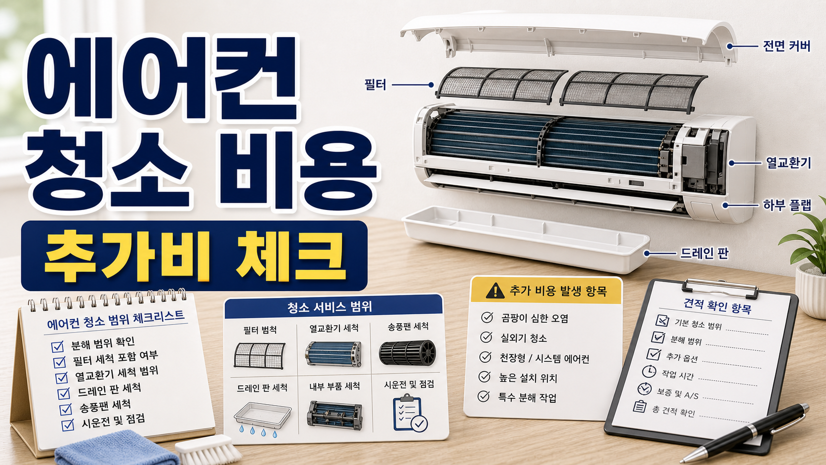에어컨 청소 비용 견적 전 분해 범위와 추가비 확인하기