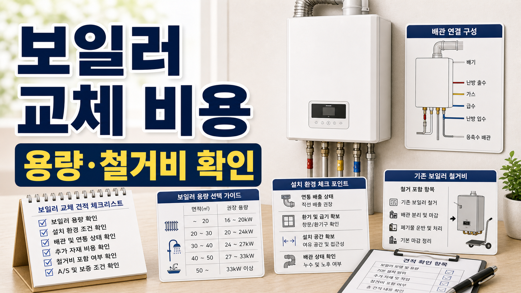 보일러 교체 비용 견적 전 용량·설치 조건·철거비 확인하기