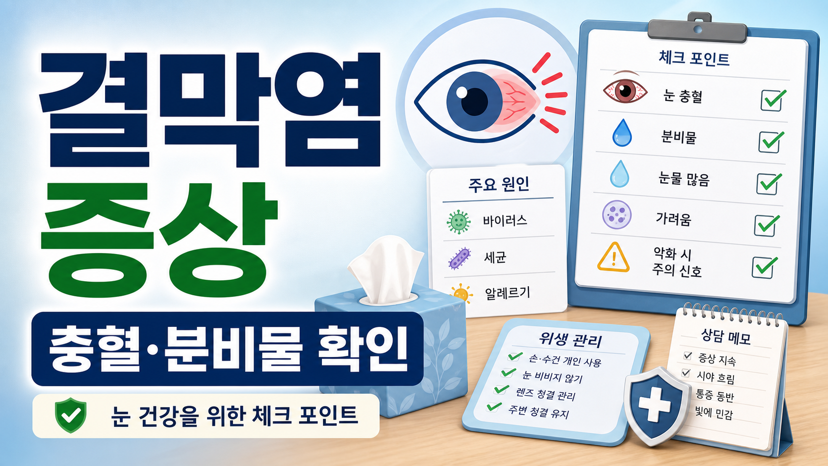 결막염 증상: 눈 충혈과 분비물이 있을 때 확인할 일반 정보