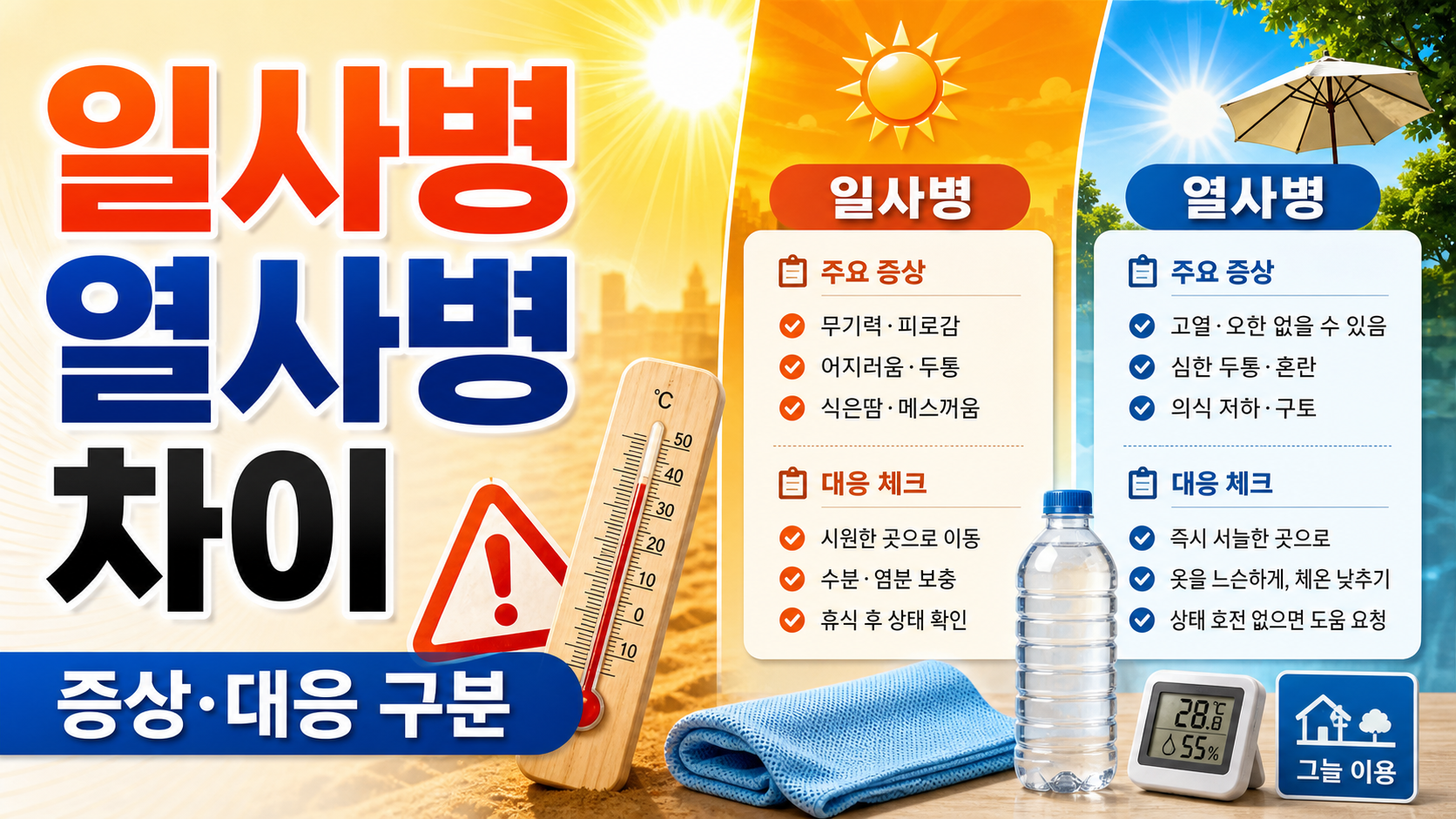 일사병 열사병 차이: 폭염 때 구분해야 할 증상과 대응 원칙