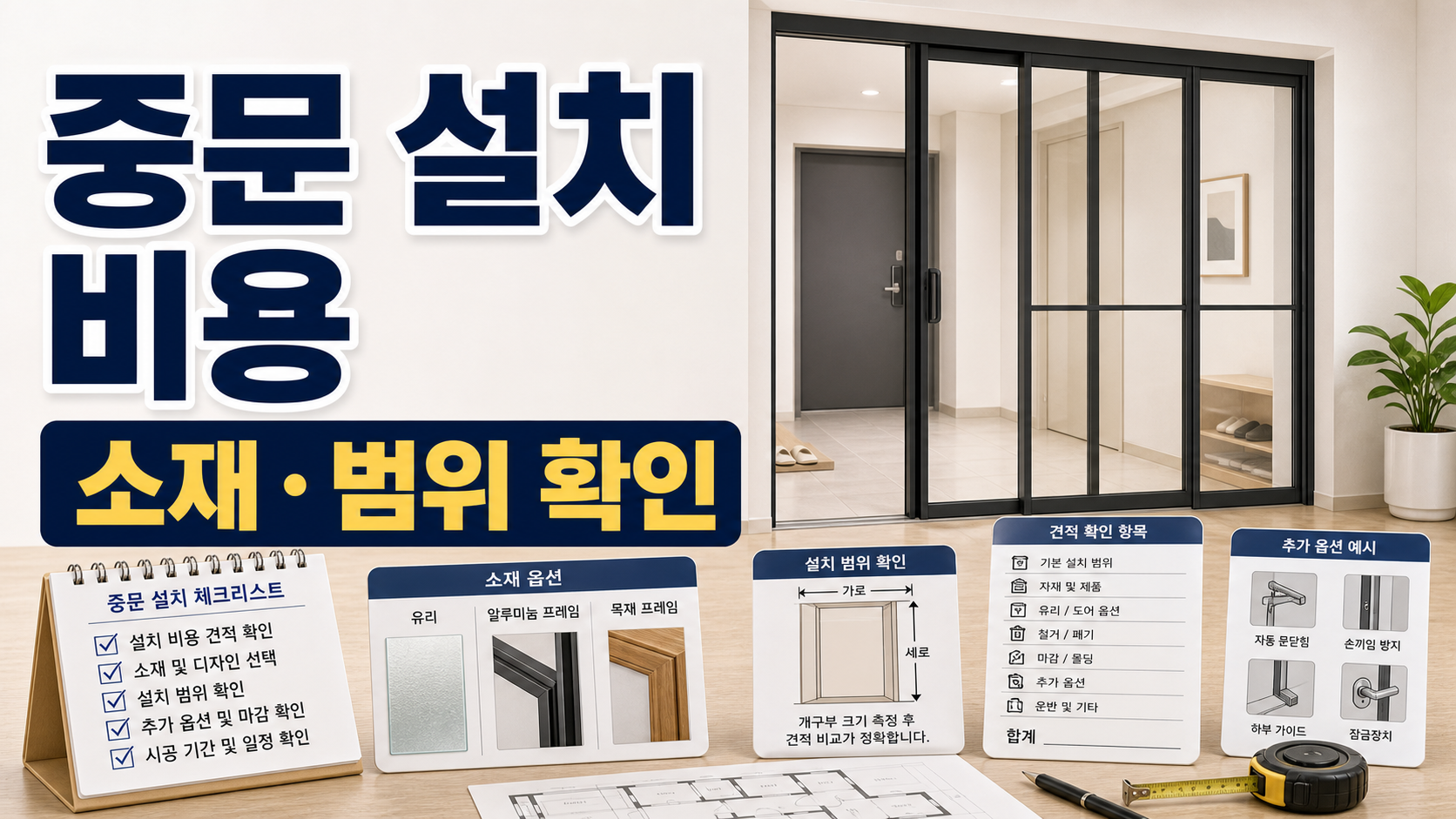중문 설치 비용 견적 전 소재와 시공 범위 확인하기