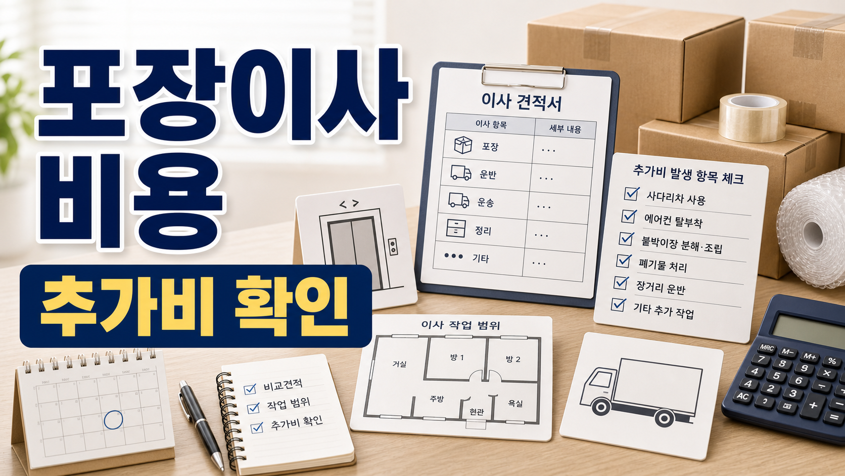 포장이사 비용 견적 전 작업 범위와 추가비 확인하기