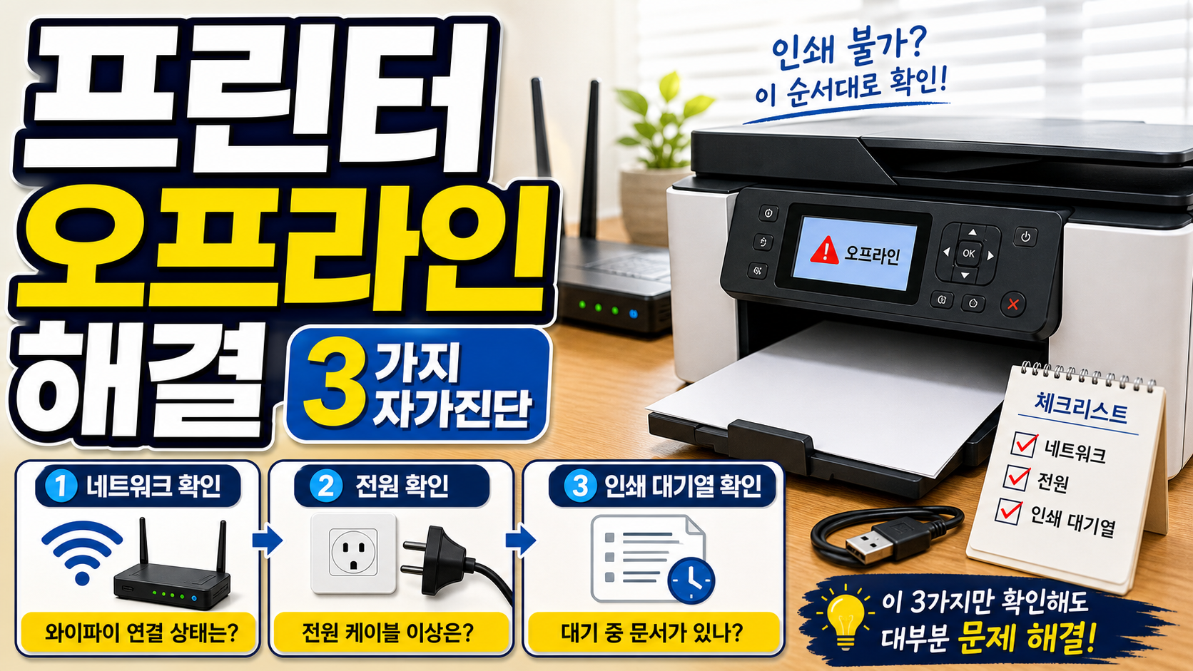 프린터 오프라인 상태 해결 방법 3가지 – 인쇄 불가 자가 진단 팁