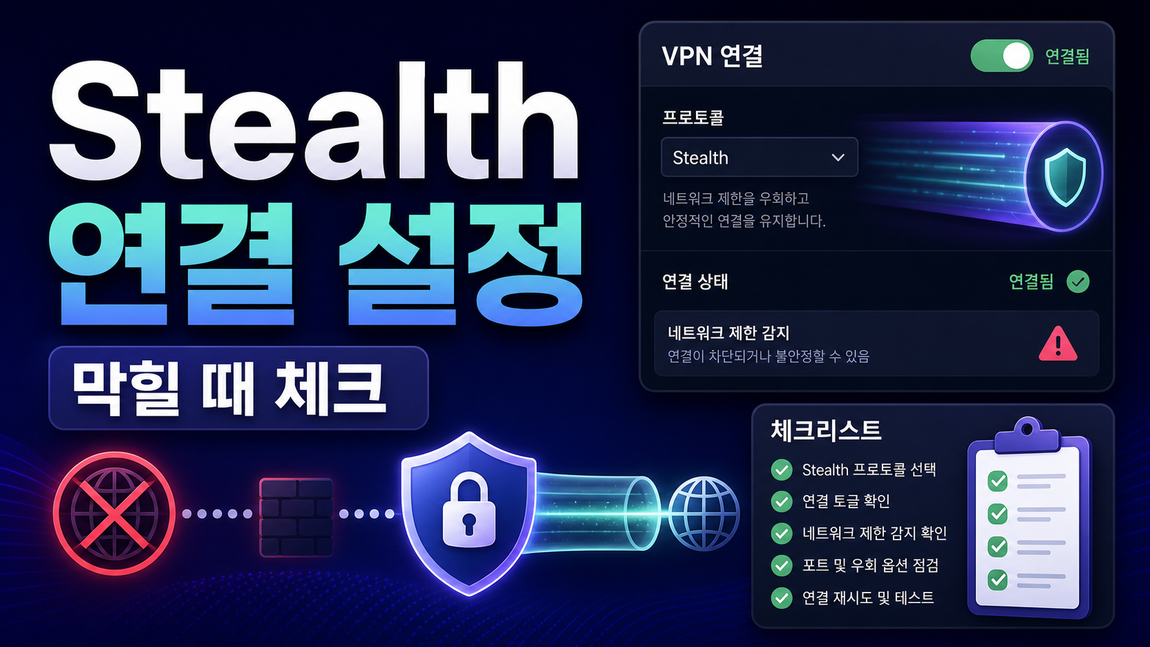 Proton VPN Stealth 프로토콜 앱 연결 설정, 막힐 때 먼저 볼 순서