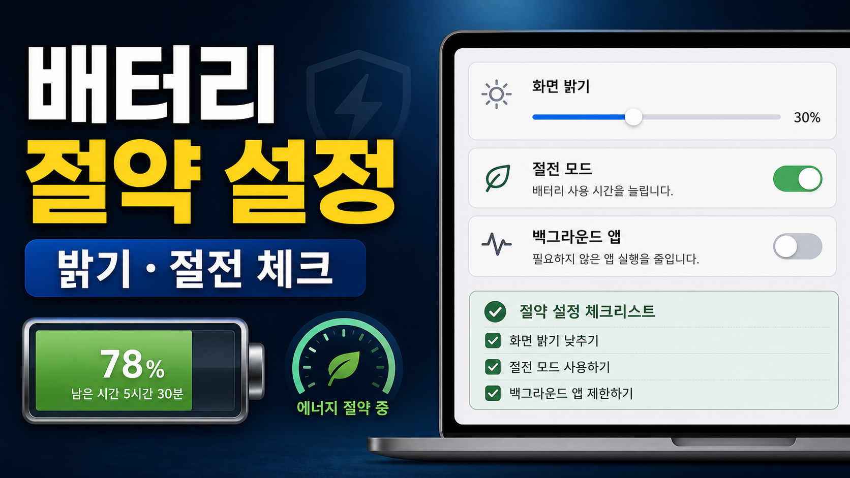 Windows 11 에너지 세이버와 밝기 설정으로 배터리 절약하는 순서