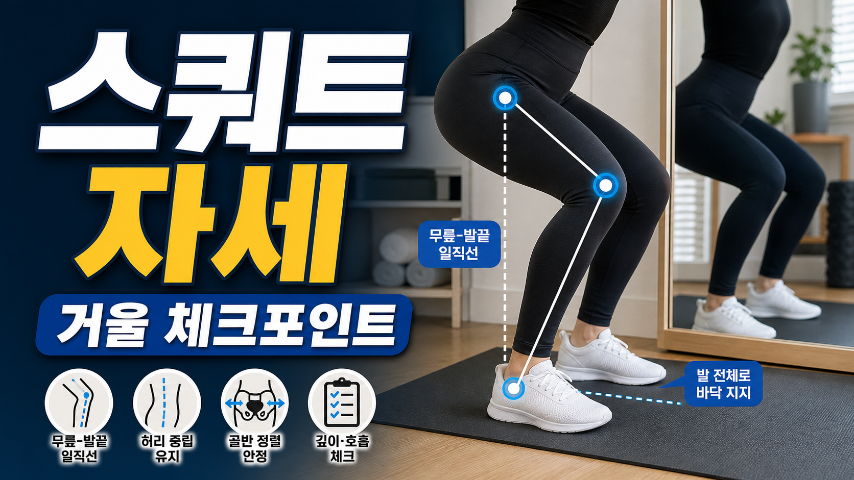 스쿼트 자세 초보자가 거울 앞에서 확인할 체크포인트