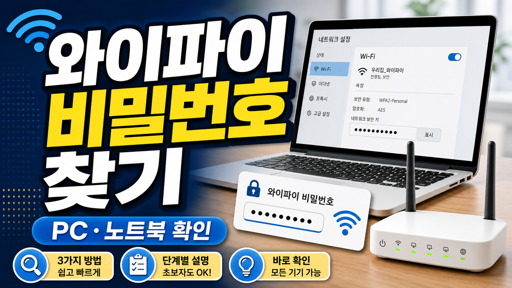 컴퓨터 노트북 와이파이 비밀번호 찾는 3가지 방법: 무선 비번 즉시 확인 팁