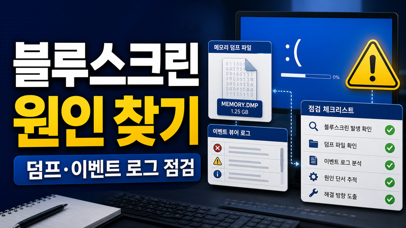 윈도우 11 블루스크린 메모리 덤프 확인 방법: 원인 단서 찾는 순서