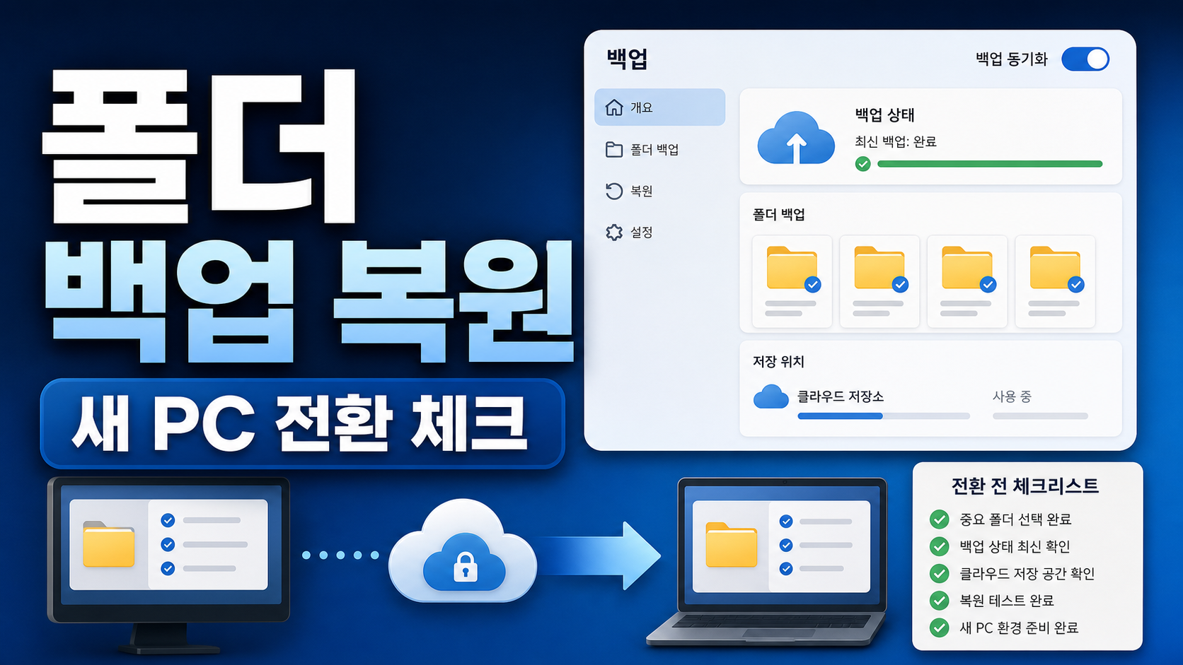 Windows Backup 앱 폴더 백업 복원 설정, 새 PC로 옮기기 전 확인할 것