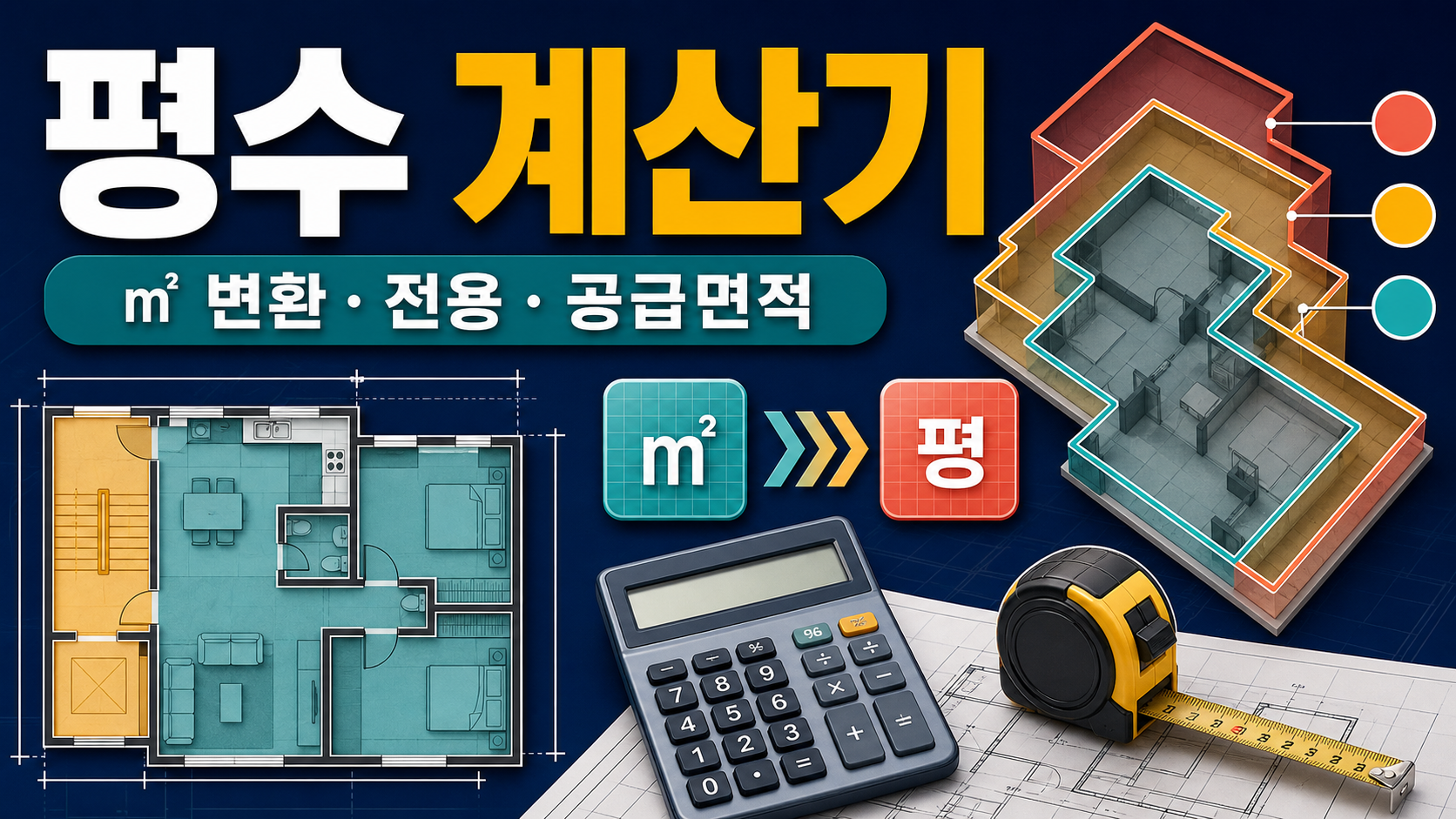 평수 계산기 사용법: 제곱미터 변환과 전용·공급면적 구분
