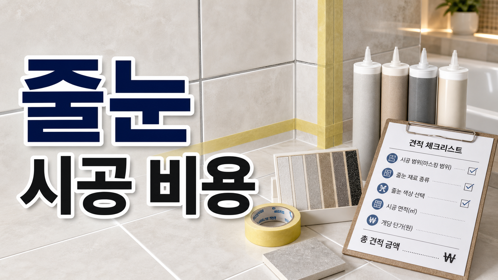 욕실 타일 줄눈 시공 비용 견적 전 자재 종류와 마스킹 범위 확인하기