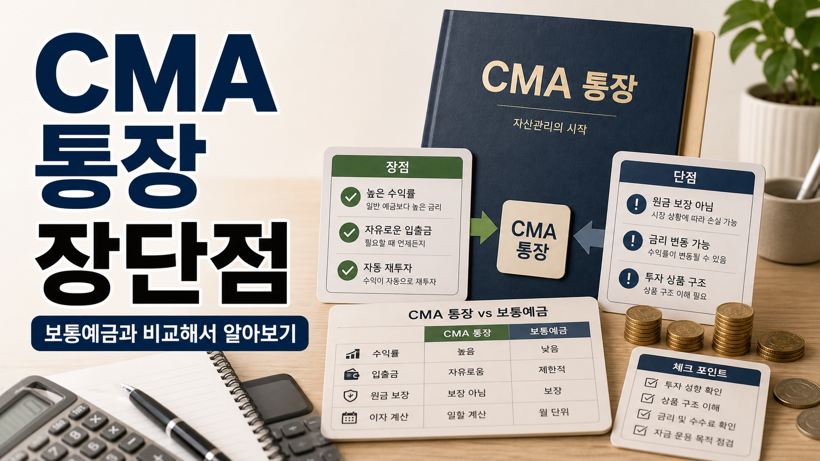 CMA 통장, 일반 입출금 통장과 무엇이 다를까? 장단점 완벽 분석 및 현명한 활용법