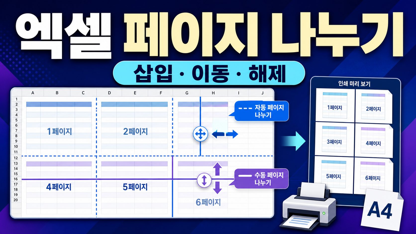 엑셀 페이지 나누기 – 인쇄 경계 삽입·해제 방법