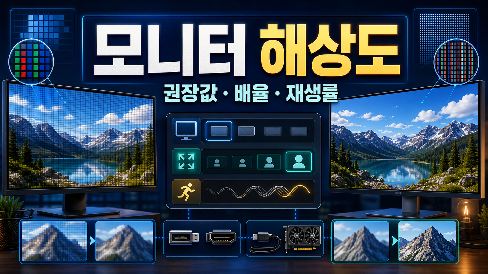 모니터 해상도 확인·변경 방법: 권장 해상도와 배율·재생률 구분