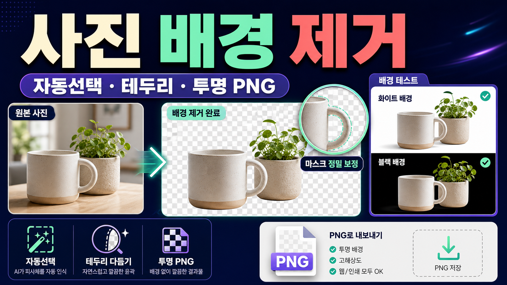 사진 배경 제거 후 테두리와 투명 PNG까지 확인하기