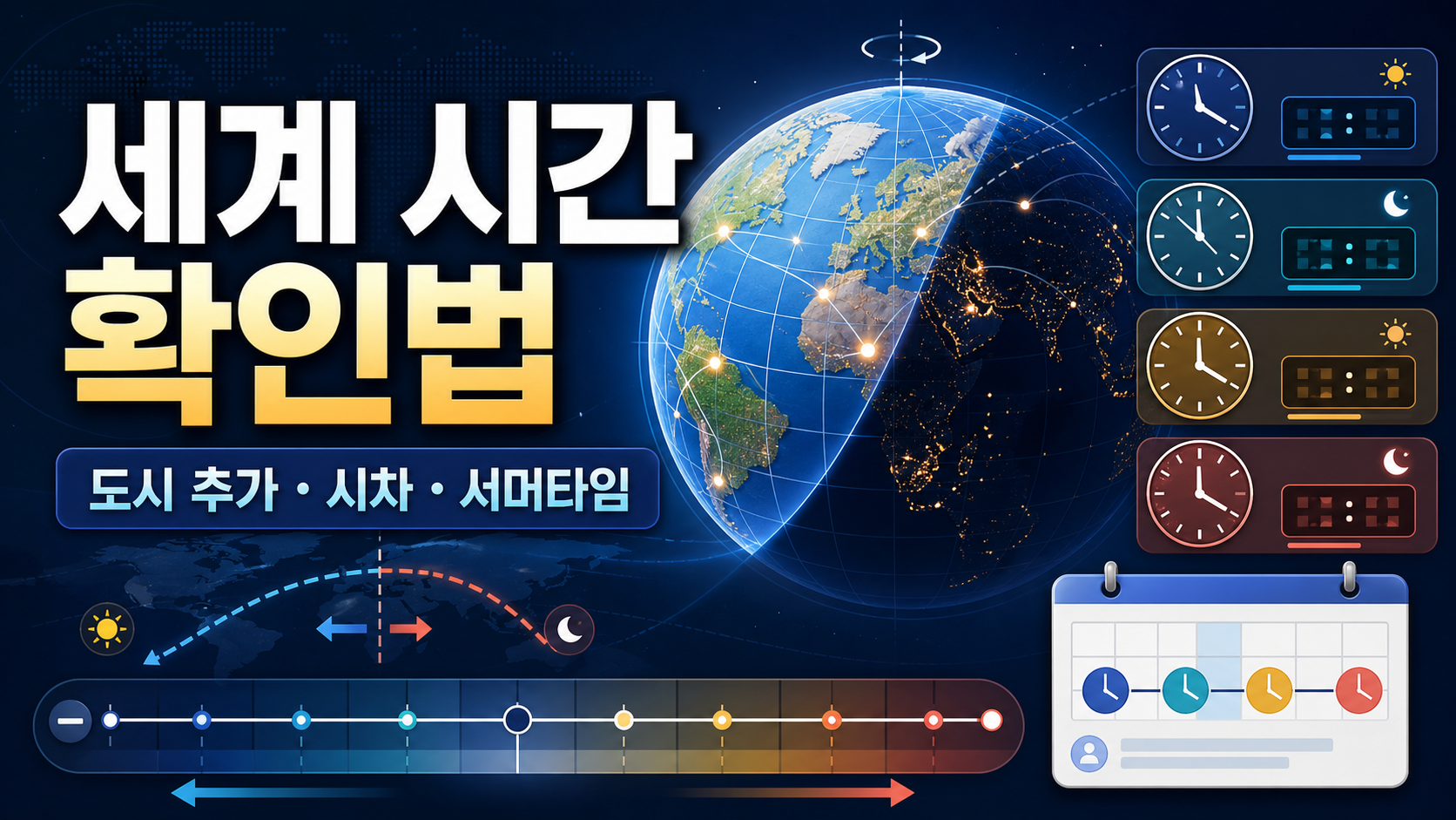 세계 시간 보는 법: 도시 추가·시차 계산·서머타임 확인