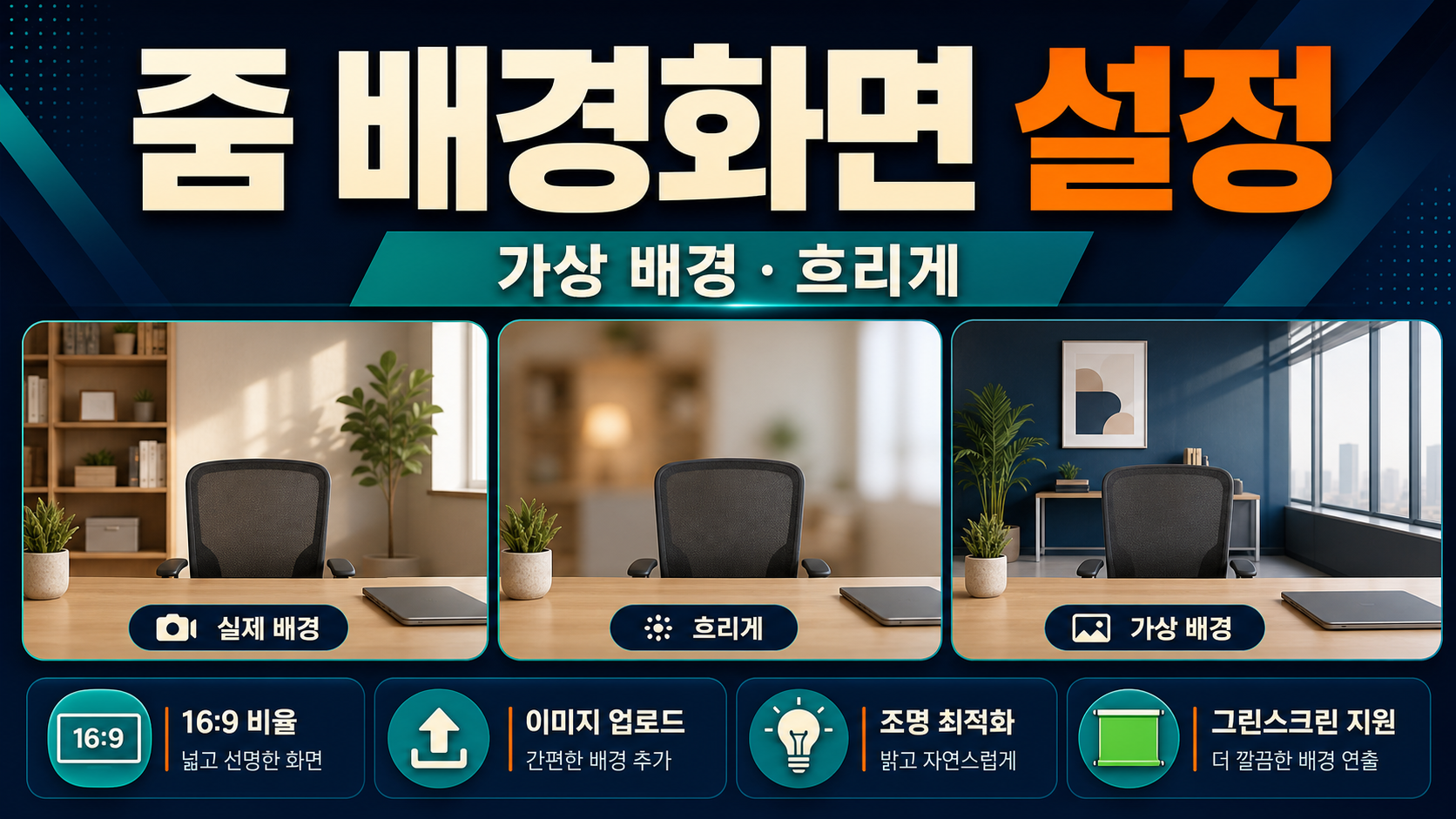 줌 배경화면 설정 – 가상 배경 흐림과 이미지 적용